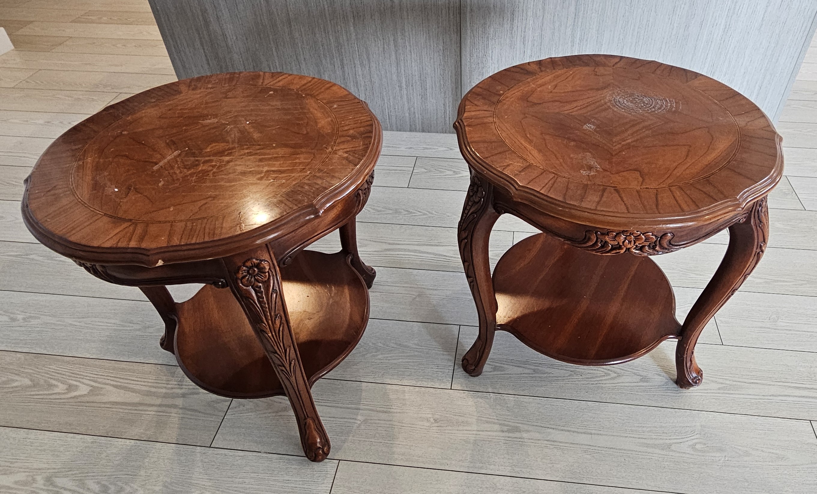 Vintage Style Teapoy Table with 2 Side Tables (Coffee Table Set) - photo 5