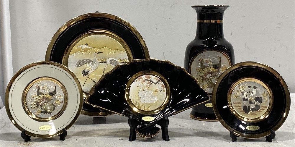 5-Piece Japanese Chokin Art Set – 24K Gold Trim