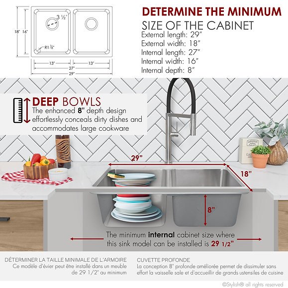 Class C AVILA S-414T Dual Mount Double Bowl Kitchen Sink - photo 2