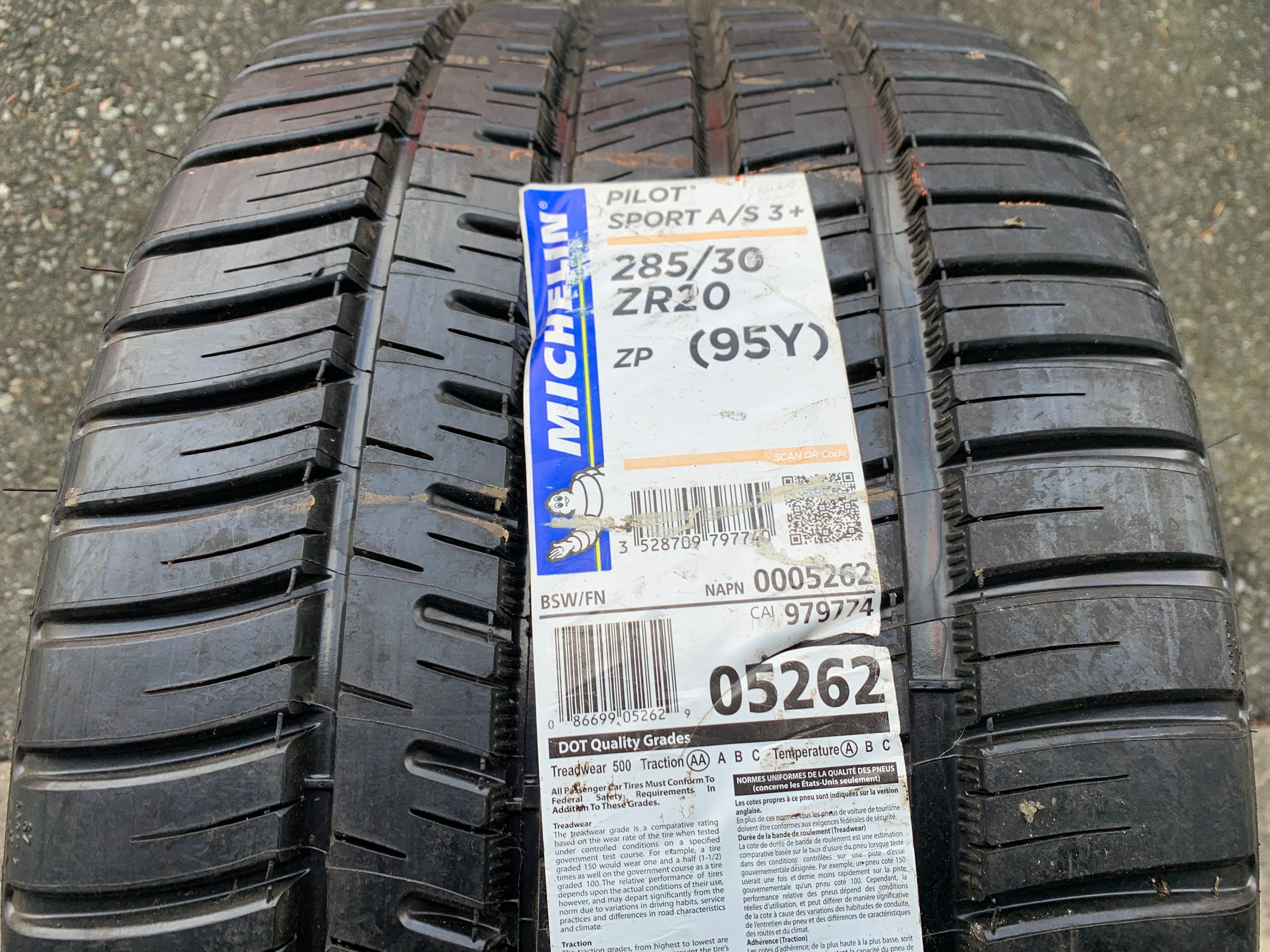 1 X single 285/30/20 Michelin Pilot Sport AS3+ ZP RFT Brand New - photo 2