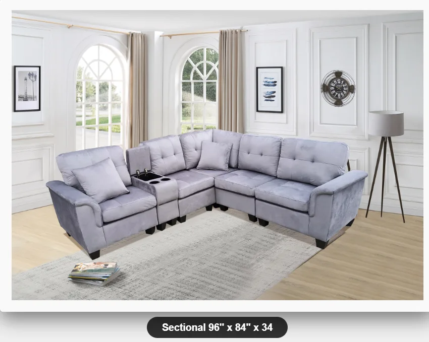 Brand new velvet sectional thumbnail