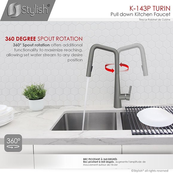 Single Handle Pull Down Kitchen Faucet by Stylish K-143P - photo 4