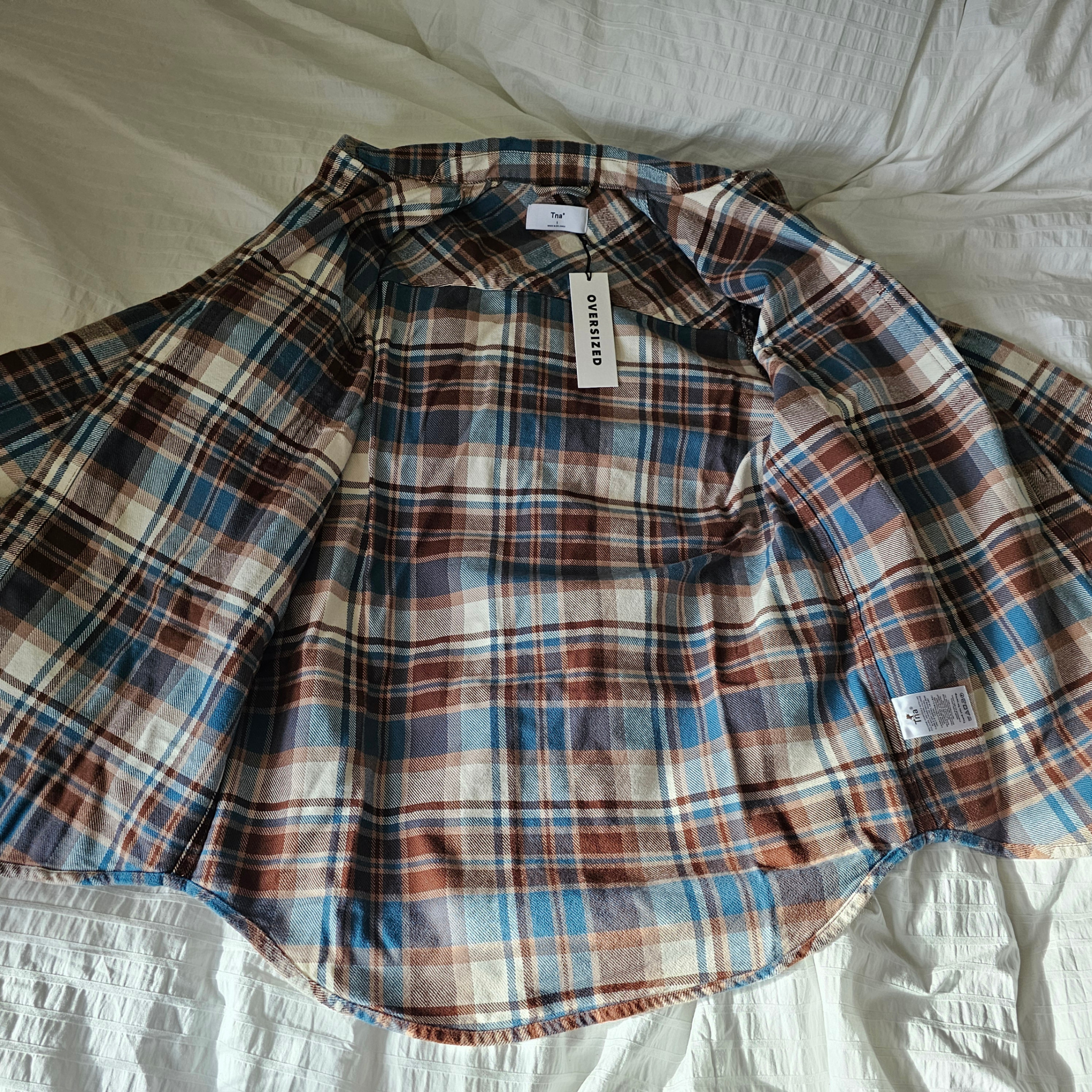 NWT Aritzia TNA Oversized Cotton Plaid Shirt - Sz 1 - photo 4