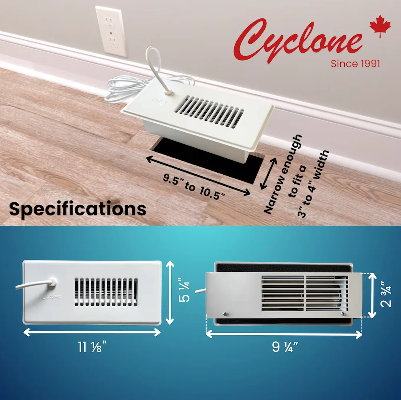 Cyclone Booster Fan Plus in White with Built-In Thermostat image indicator(5)