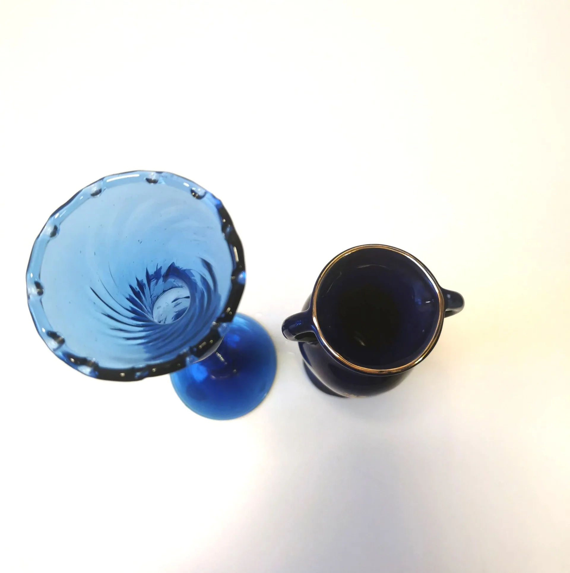 Vintage Cobalt Blue Vases Glass Bud Vase Botanical Vase Ceramic image indicator(2)