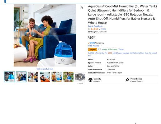 AquaOasis Mist Humidifier – 6L Ultrasonic - photo 2