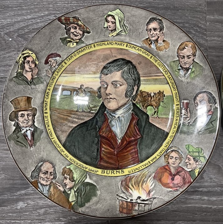 8 Early 1900s Royal Doulton Plates & Falstaff Bowl Dickens&Burns - photo 4