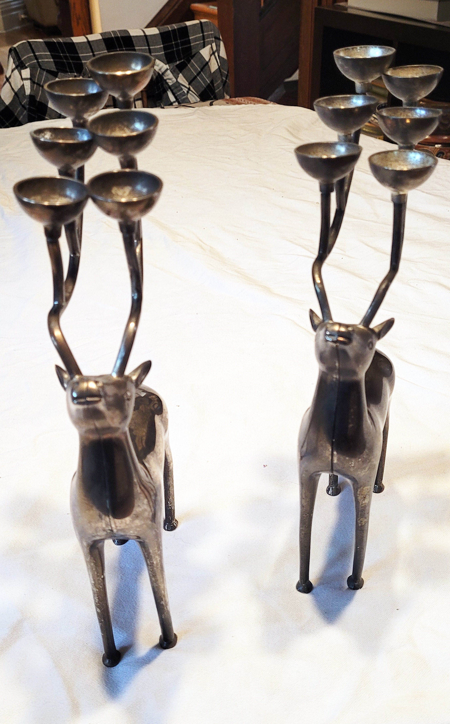 Vintage Silver Plated Brass Tea Candle Holders