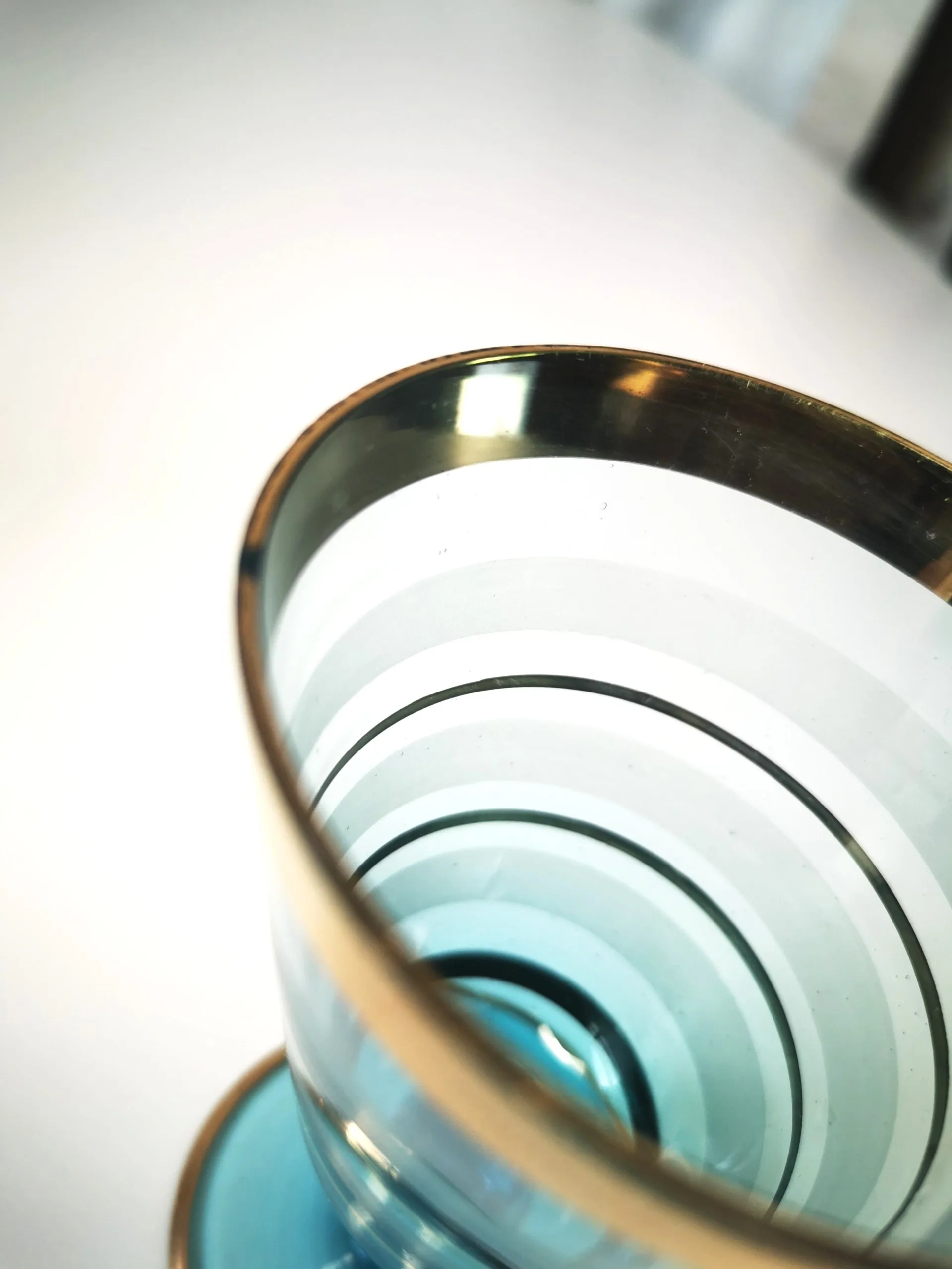 Turquoise Glassware with Gold Accents - Elegant Collectible Set image indicator(6)