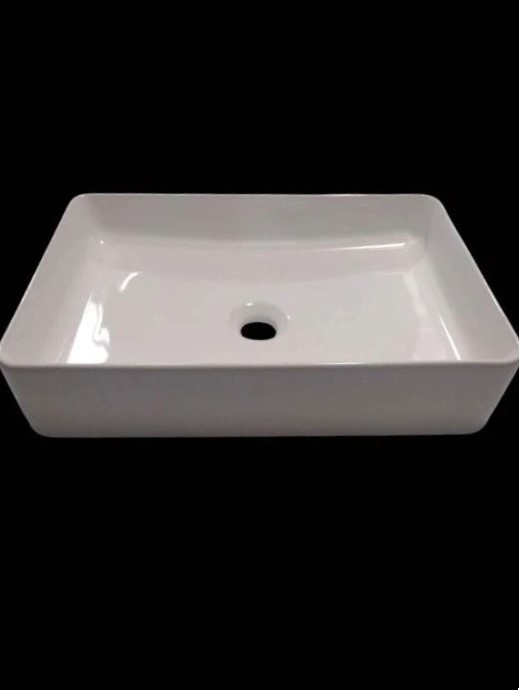 Rectangular Fireclay Vessel Bathroom Sink in White