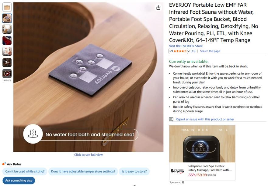 EVERJOY Portable Infrared Foot Sauna (Dry Type) - photo 4