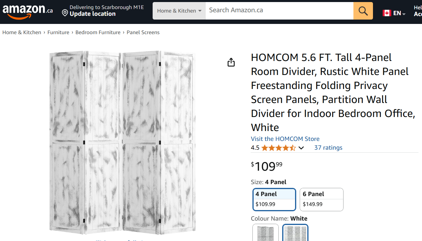 Foldable Rustic White Room Divider