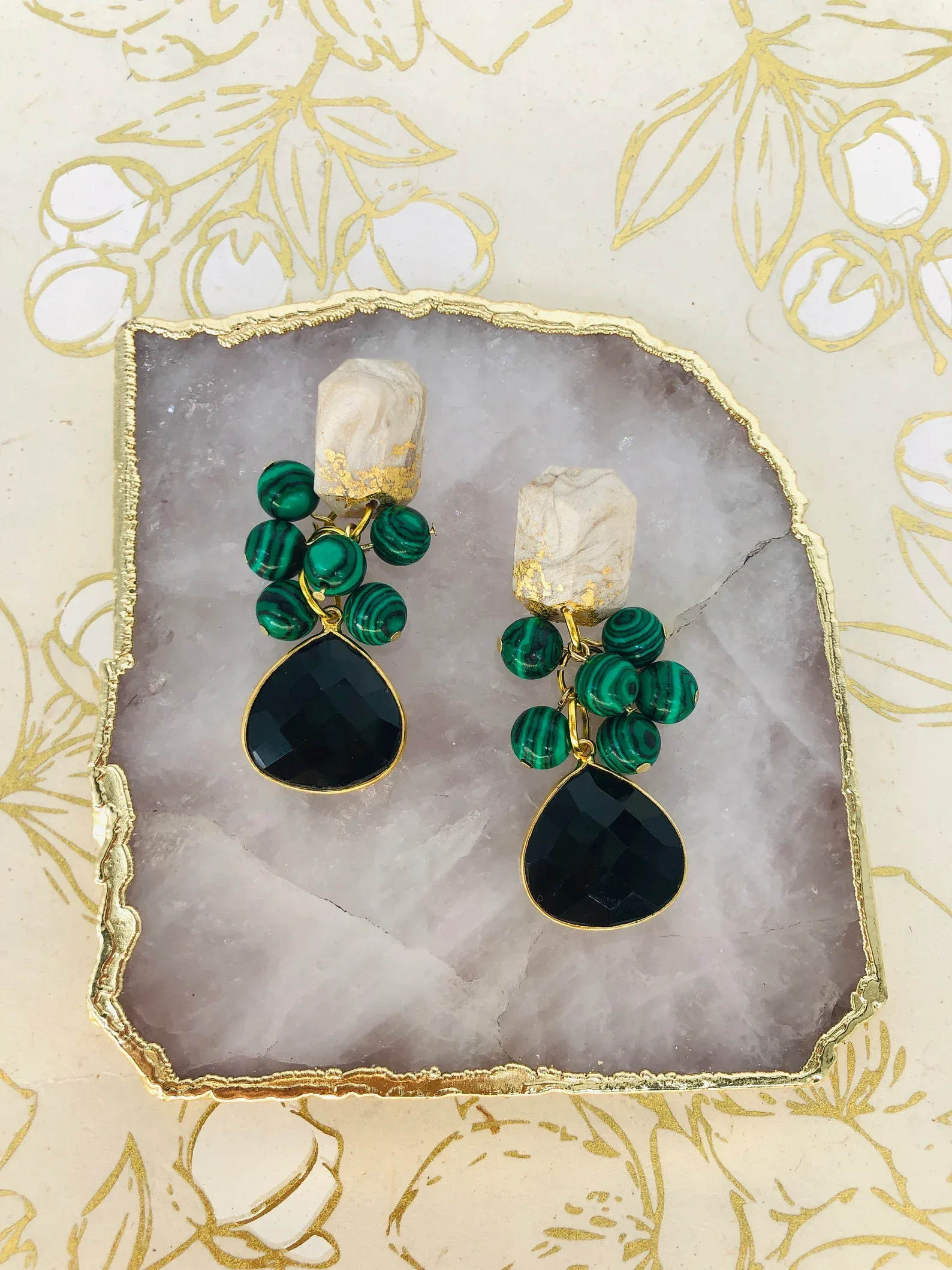 Malachite Onyx Dangle Earrings _ NEW image indicator(2)