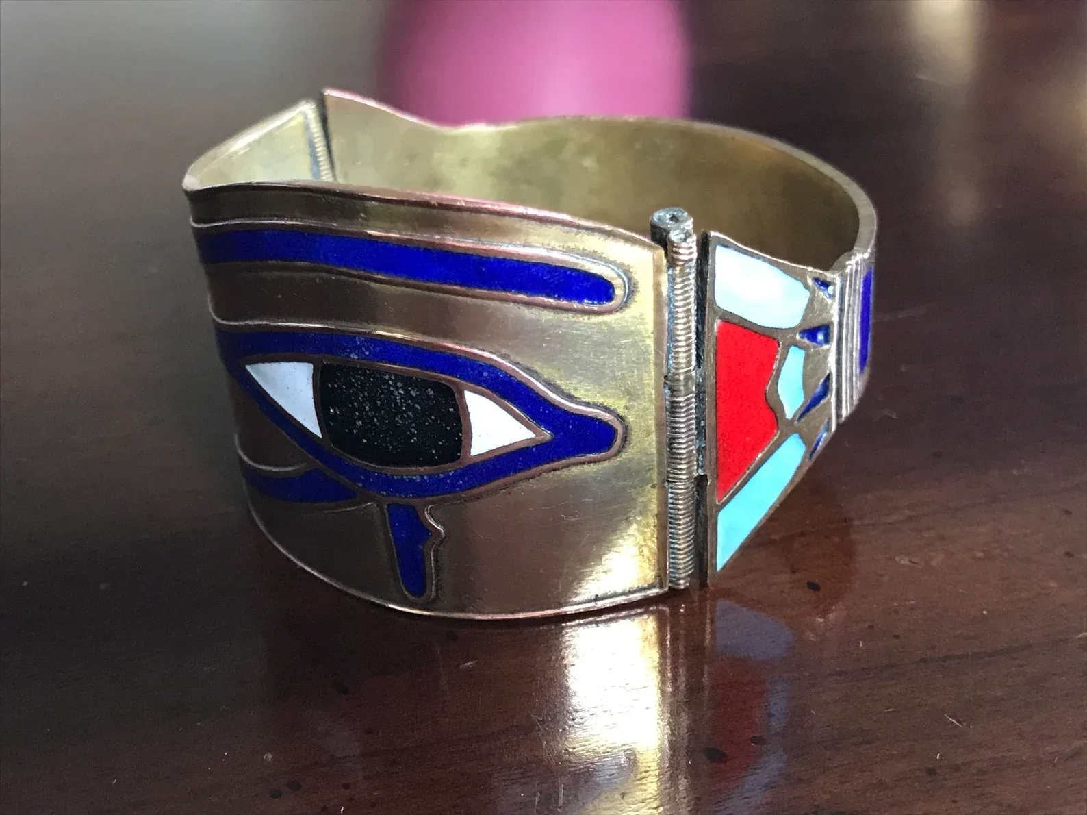 Eye of Horus Enamel Cuff Bracelet - Egyptian Revival thumbnail