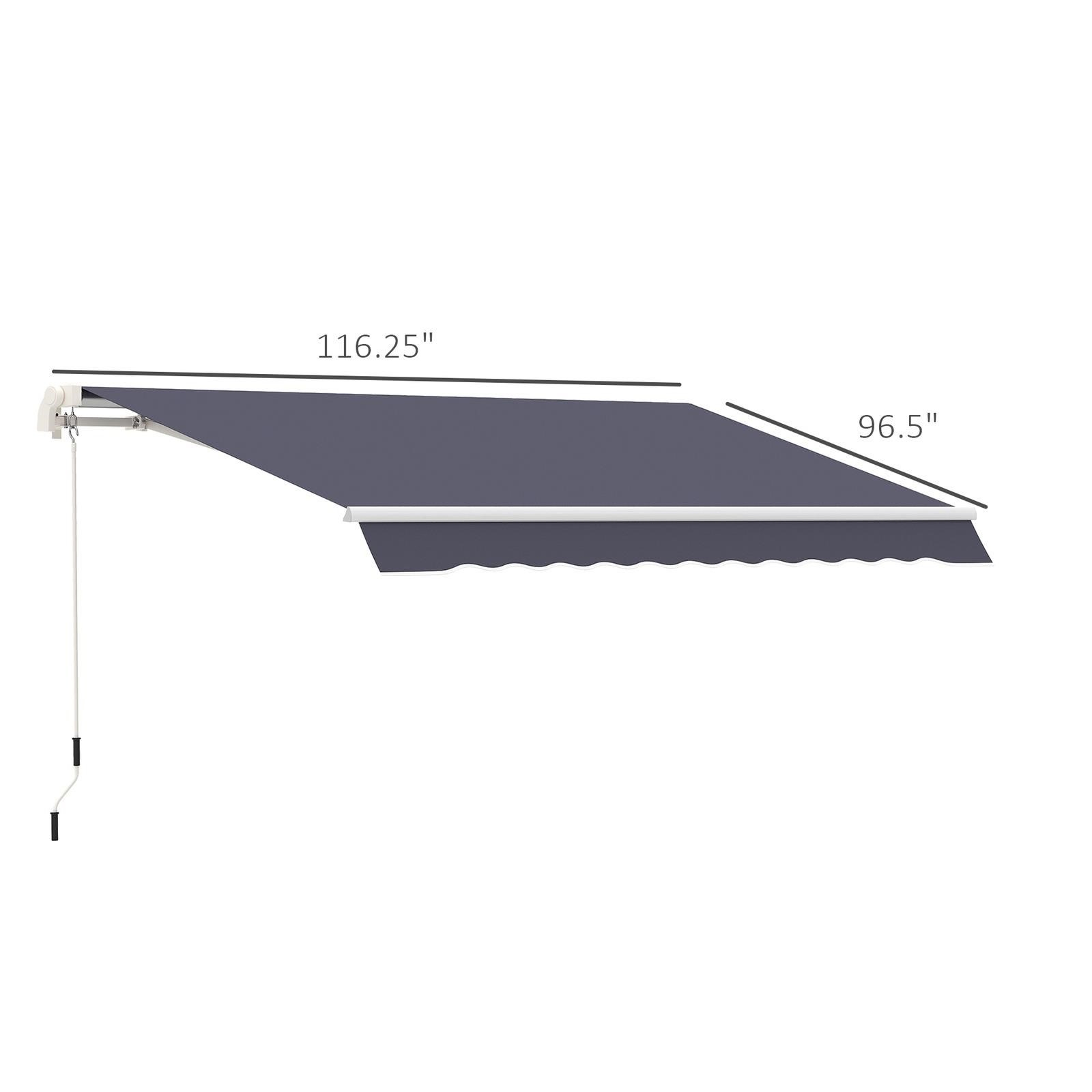 New: Awning, 10' x 8' Manual Retractable, with Alum. Frame, Blue - photo 3