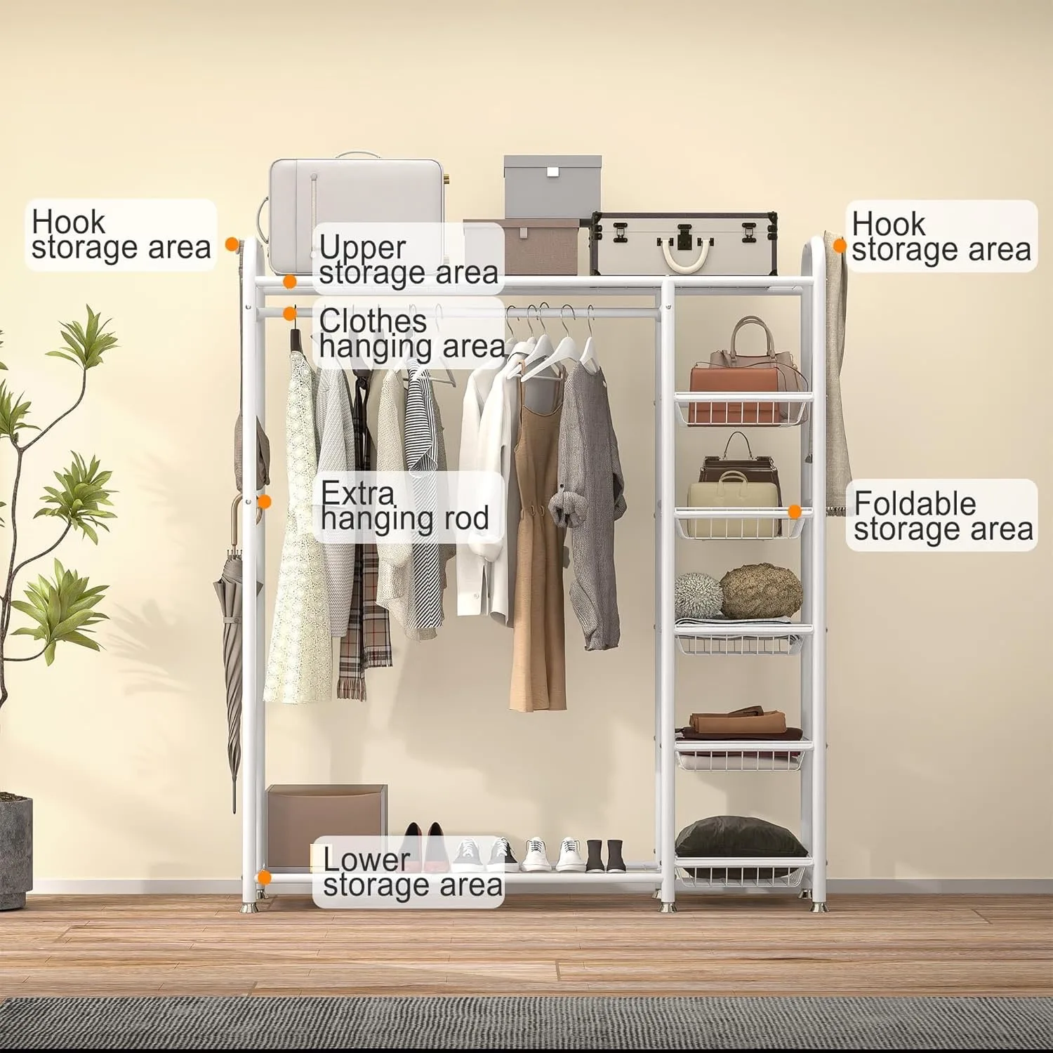 Garment Rack with removable shelves image indicator(2)