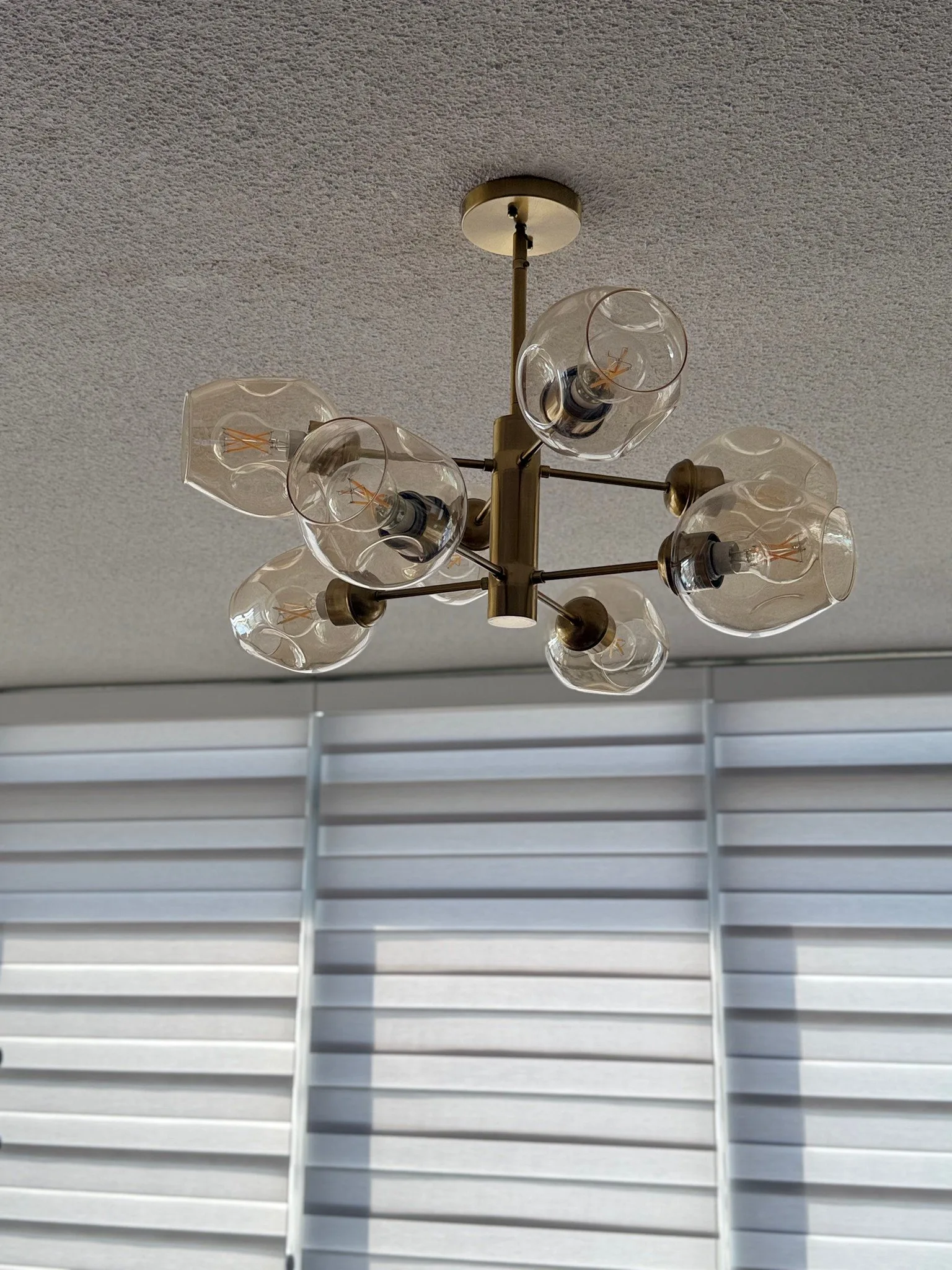 8 Sphere Sputnik Chandelier with Champagne and White Glass Cover thumbnail