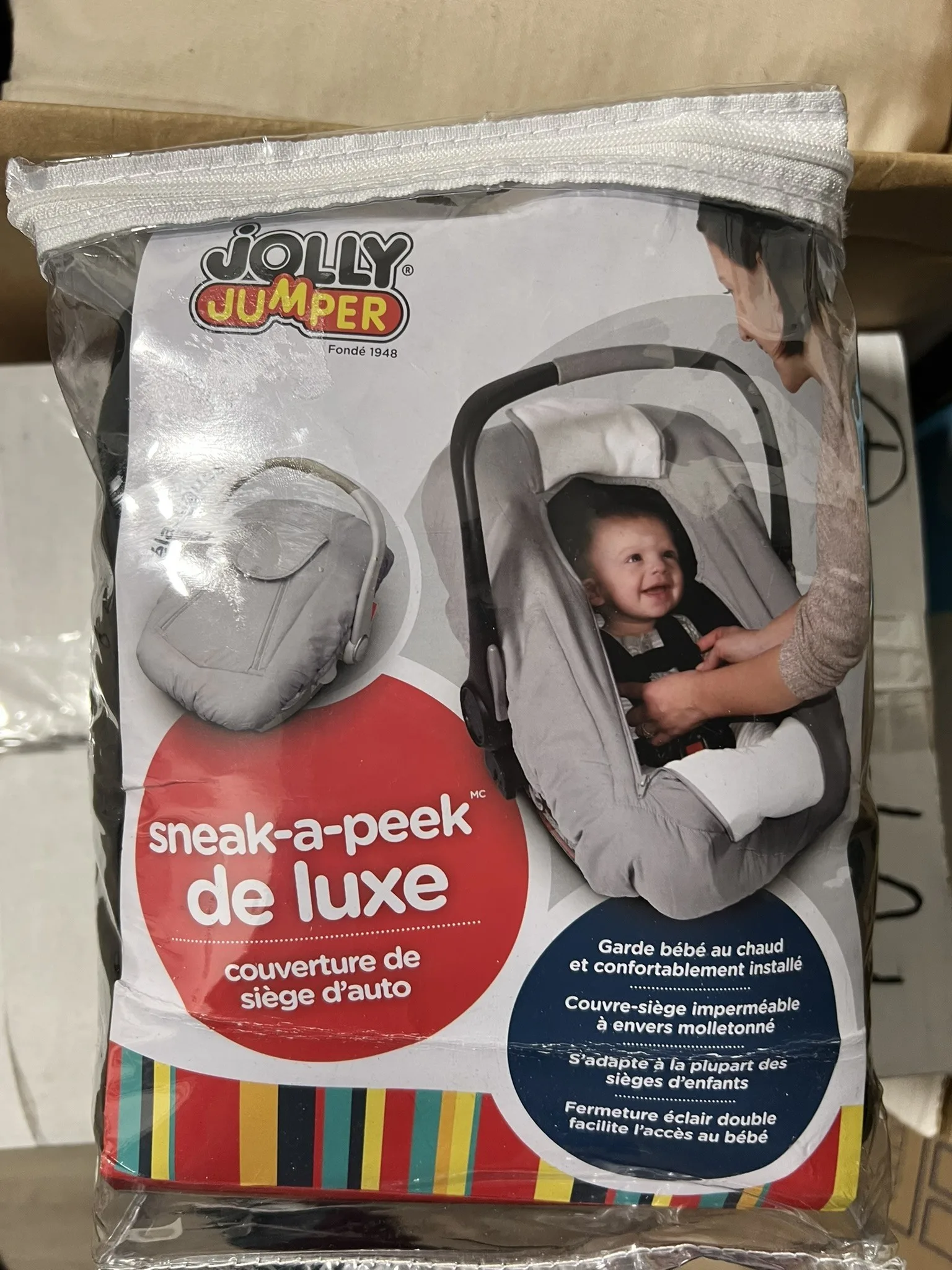 Baby Carseat Cover Jolly Jumper Arctic Sneak-A-Peek - Black image indicator(2)