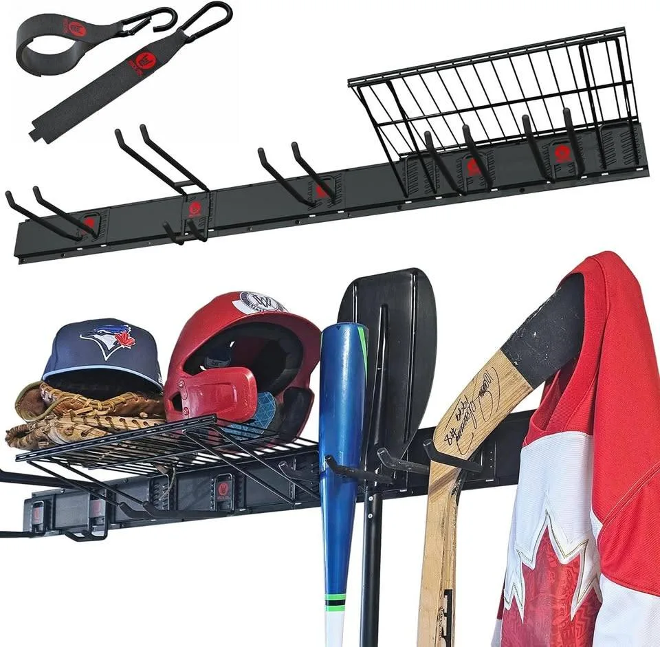 New Heavy Duty Wall Mounted Tool Organizer Shelf w/ Hooks thumbnail