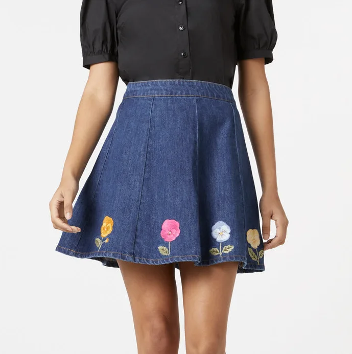 New Denim Jean Flower Skirt by Princess Highway thumbnail