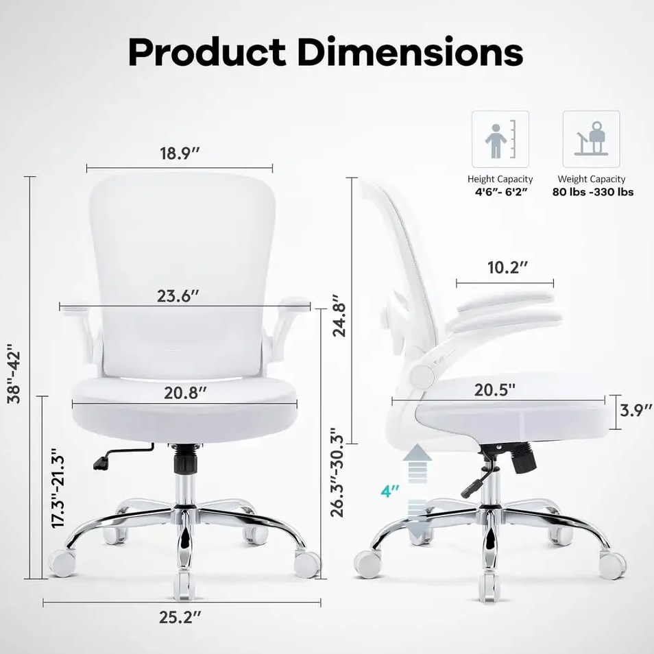 New White Ergonomic Rolling Office Chair - photo 3