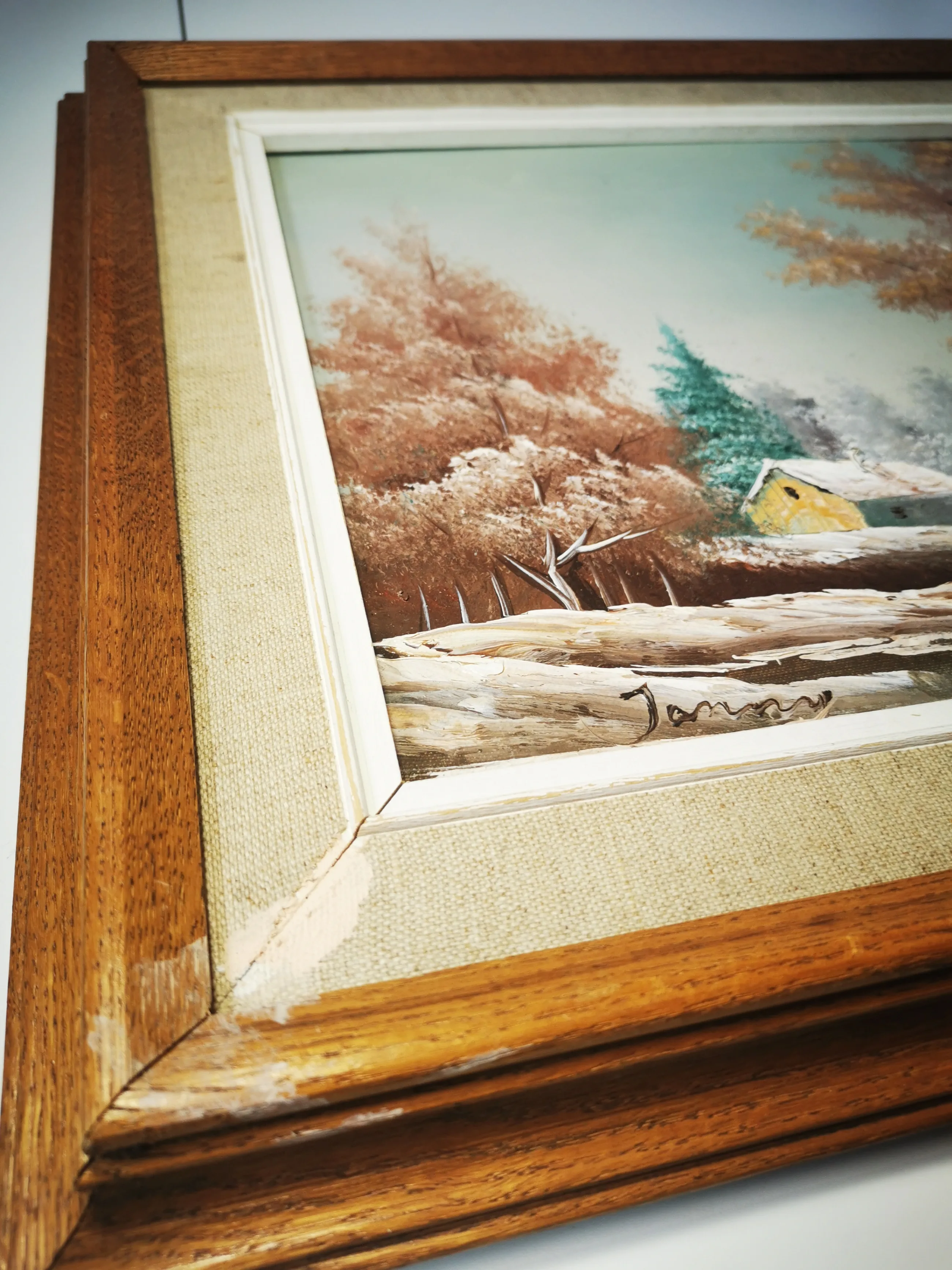 Oil Painting Countryside Landscape Signed Vintage image indicator(5)