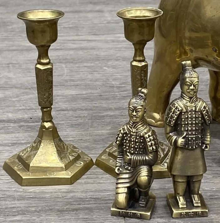Vintage Brass Elephant, Xi’an Warriors & Horses + Candlesticks image indicator(2)