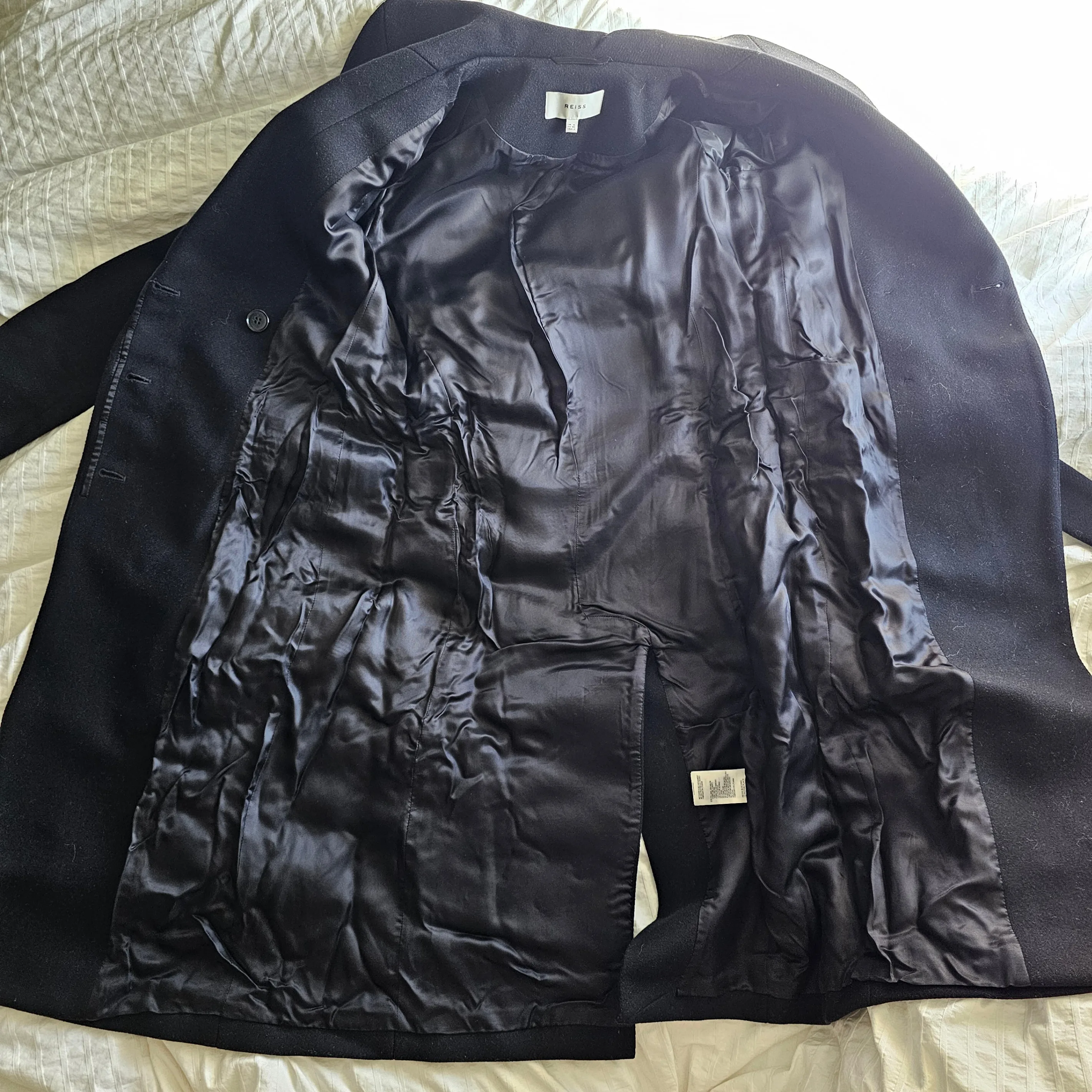 Reiss Cody Long Length Larger Lapel Coat - Black - Sz UK6/US2 image indicator(3)