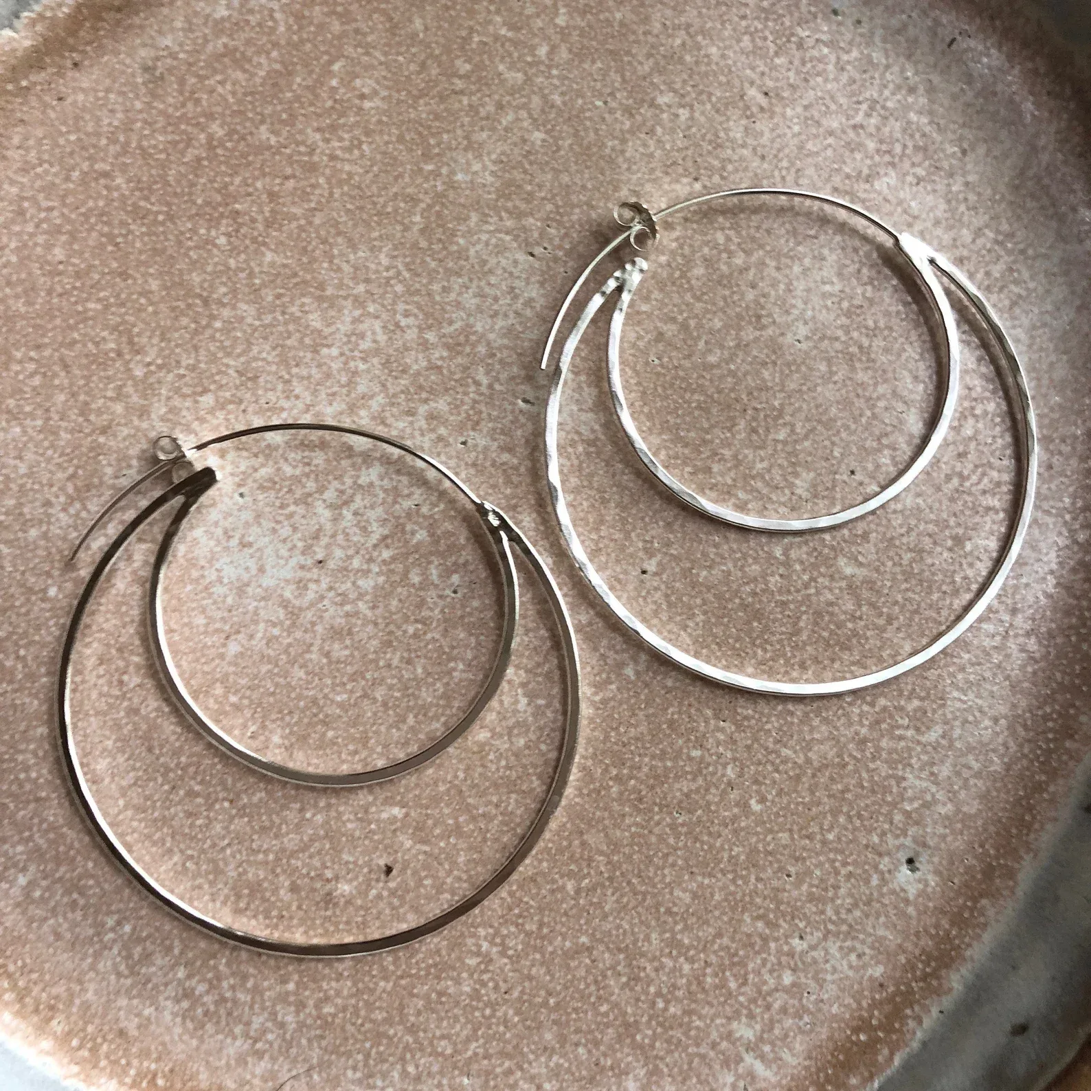 Crescent Moon Hoop Earrings Sterling Silver - 6 cm thumbnail