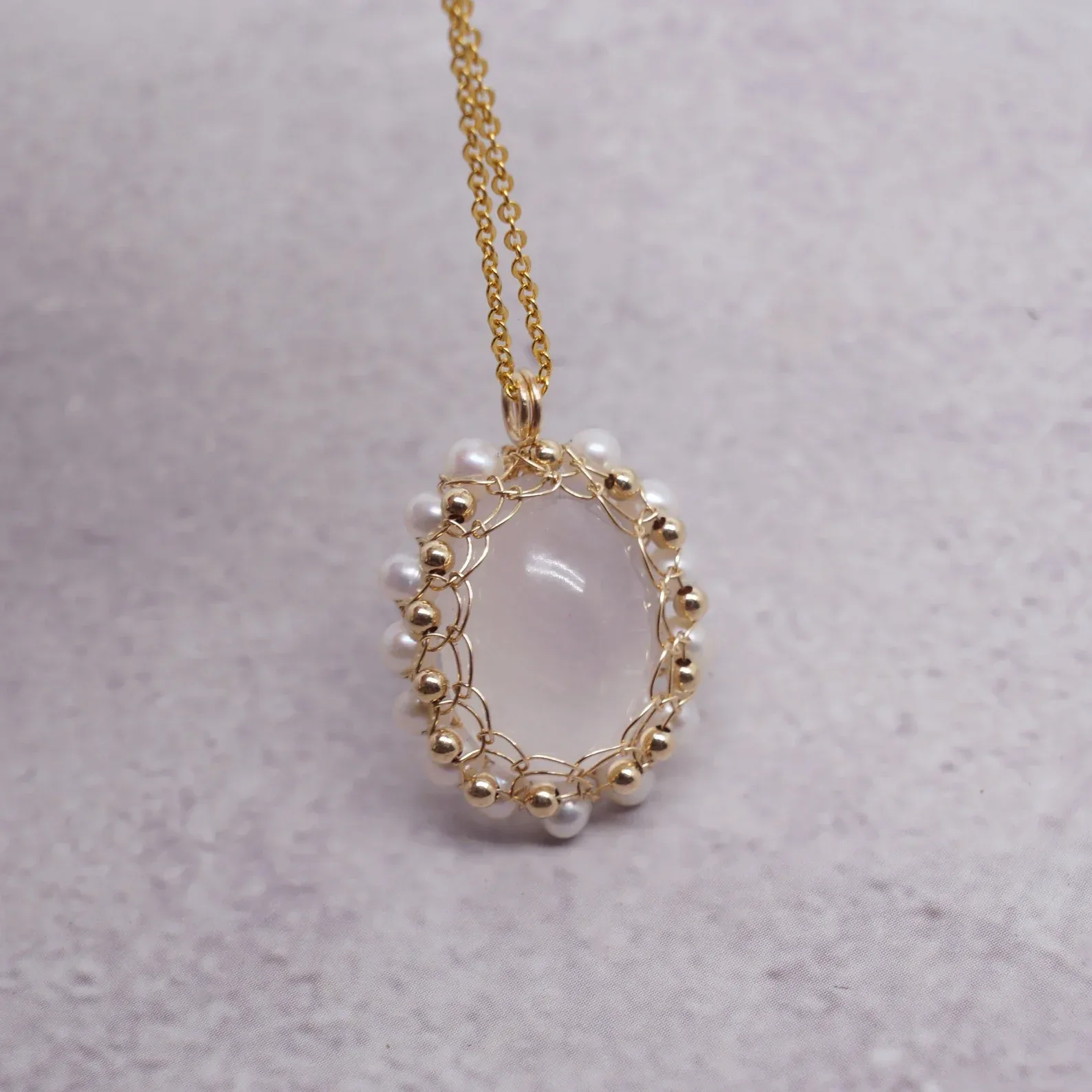 Dainty Rose Quartz Wire Wrapped Pendant 14k Gold Filled image indicator(2)