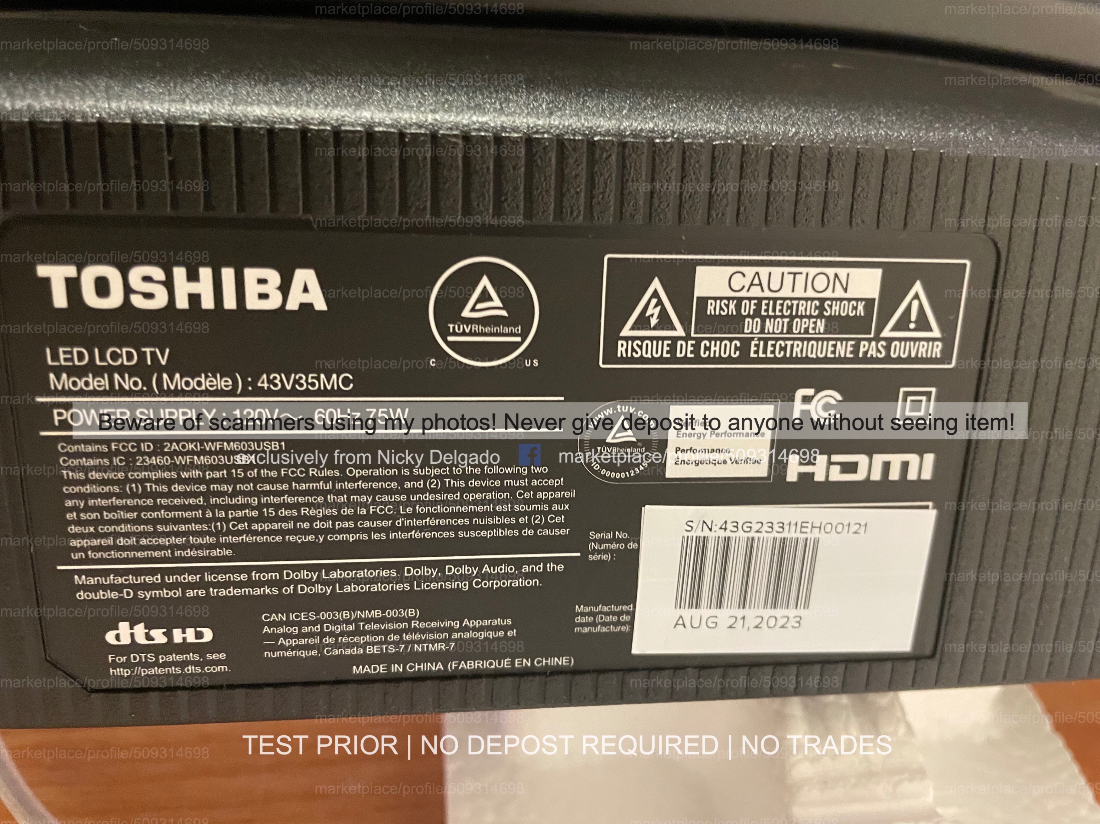 Toshiba 43" 43V35MC 1080p HD LED Vidaa Smart TV - 2024 - $230 - photo 2