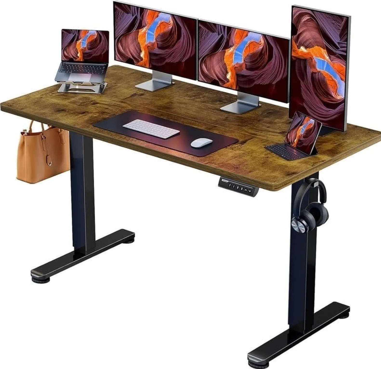 ERGEAR 55X28 ELECTRIC STANDING DESK, BROWN thumbnail