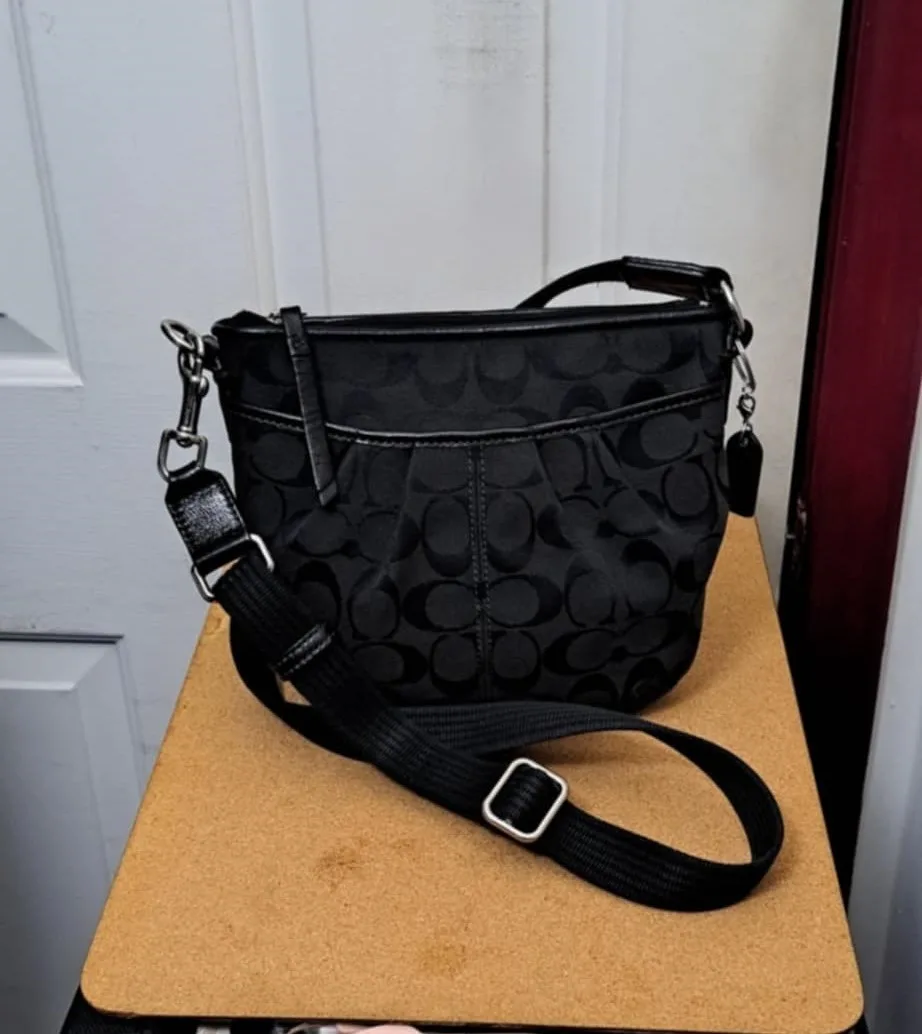 Genuine Coach Signature Canvas & Leather Trim Crossbody Bag thumbnail