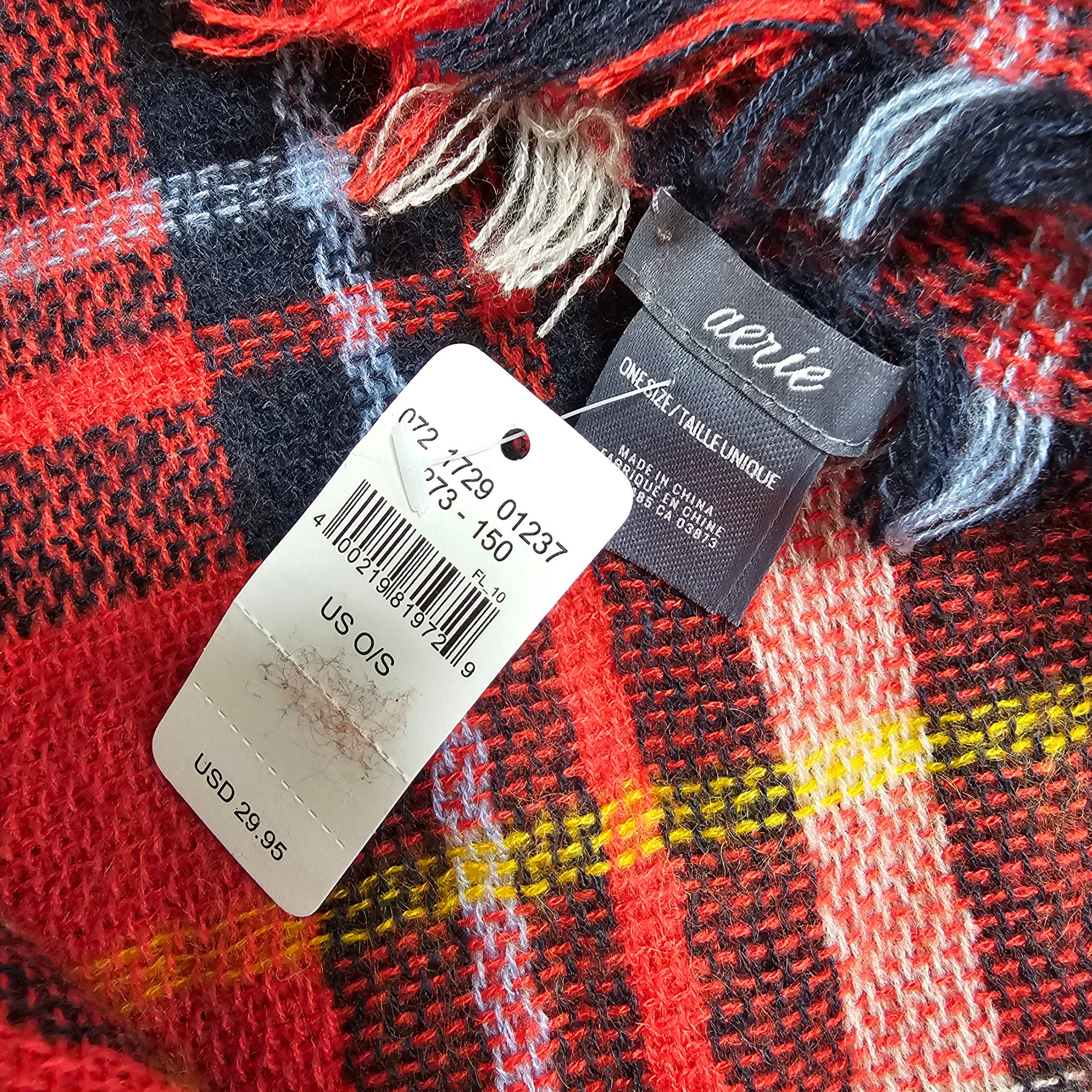 NWT Aerie Plaid Woven Blanket Scarf - Red - 59x59 in - photo 4