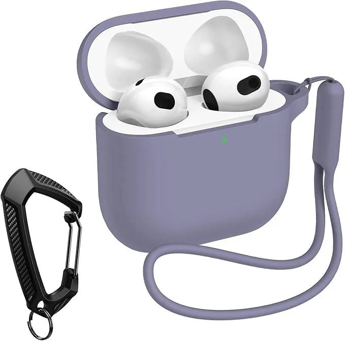 AirPods 4 Case - (PURPLE) Soft Silicone  Cover w Keychain/Strap image indicator(2)