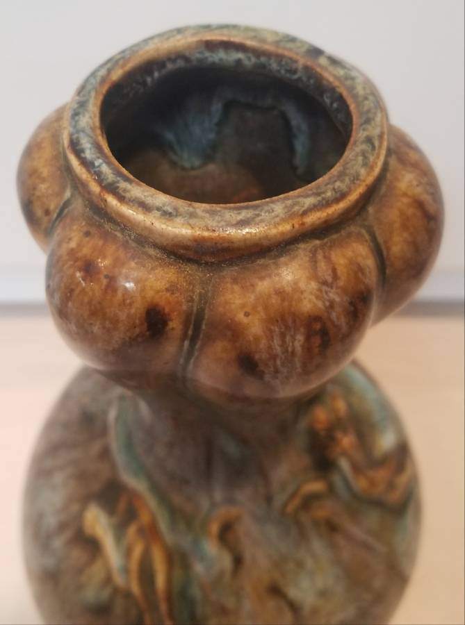 Vintage Chinese Dragon Vase – Applied Relief, Drip Glaze, 10.5" - photo 4