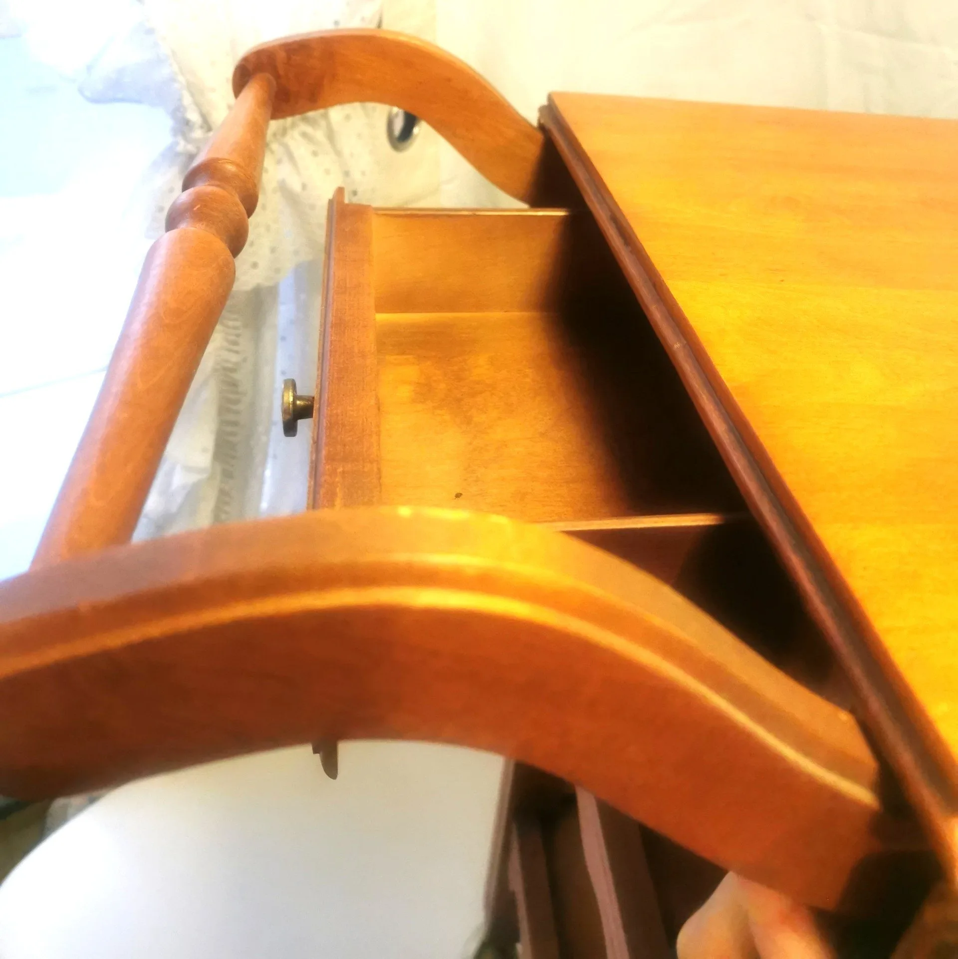 Tea Cart with Drop Leaves Handle for Pushing Vintage Hardwood image indicator(8)