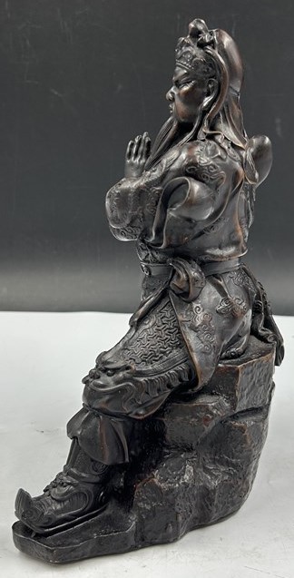 RARE ANTIQUE-STYLE GUAN YU WARRIOR STATUE – 10.5” TALL - photo 5