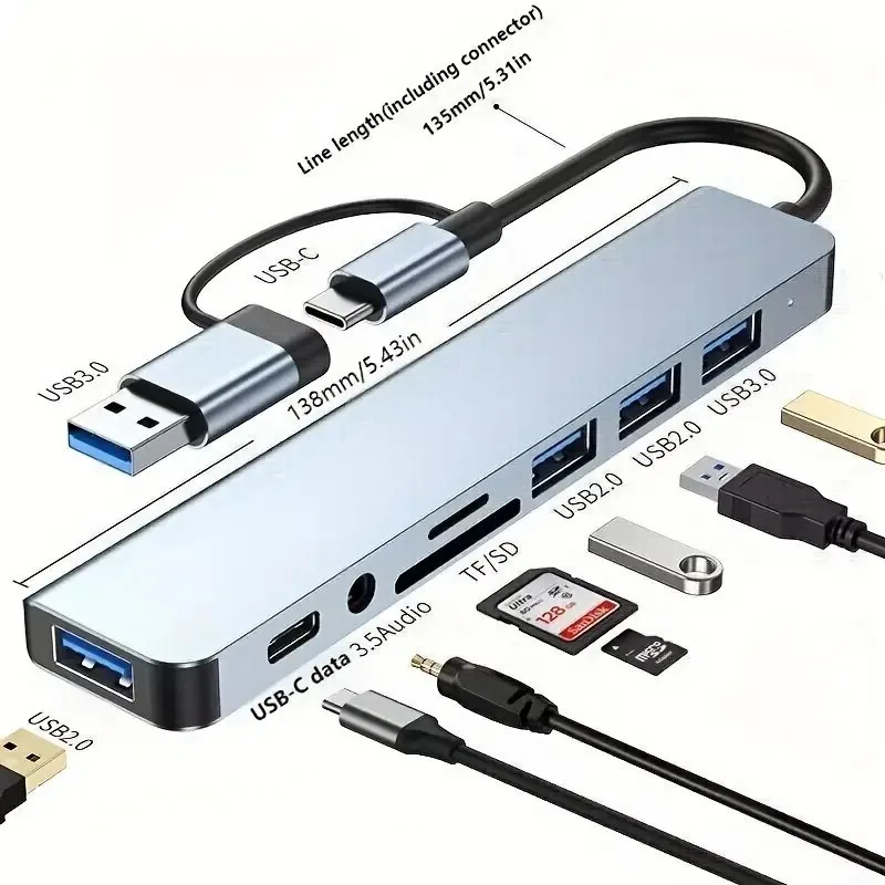 8-in-1 USB 3.0 / USB-C Hub for laptop or PC/Mac image indicator(4)