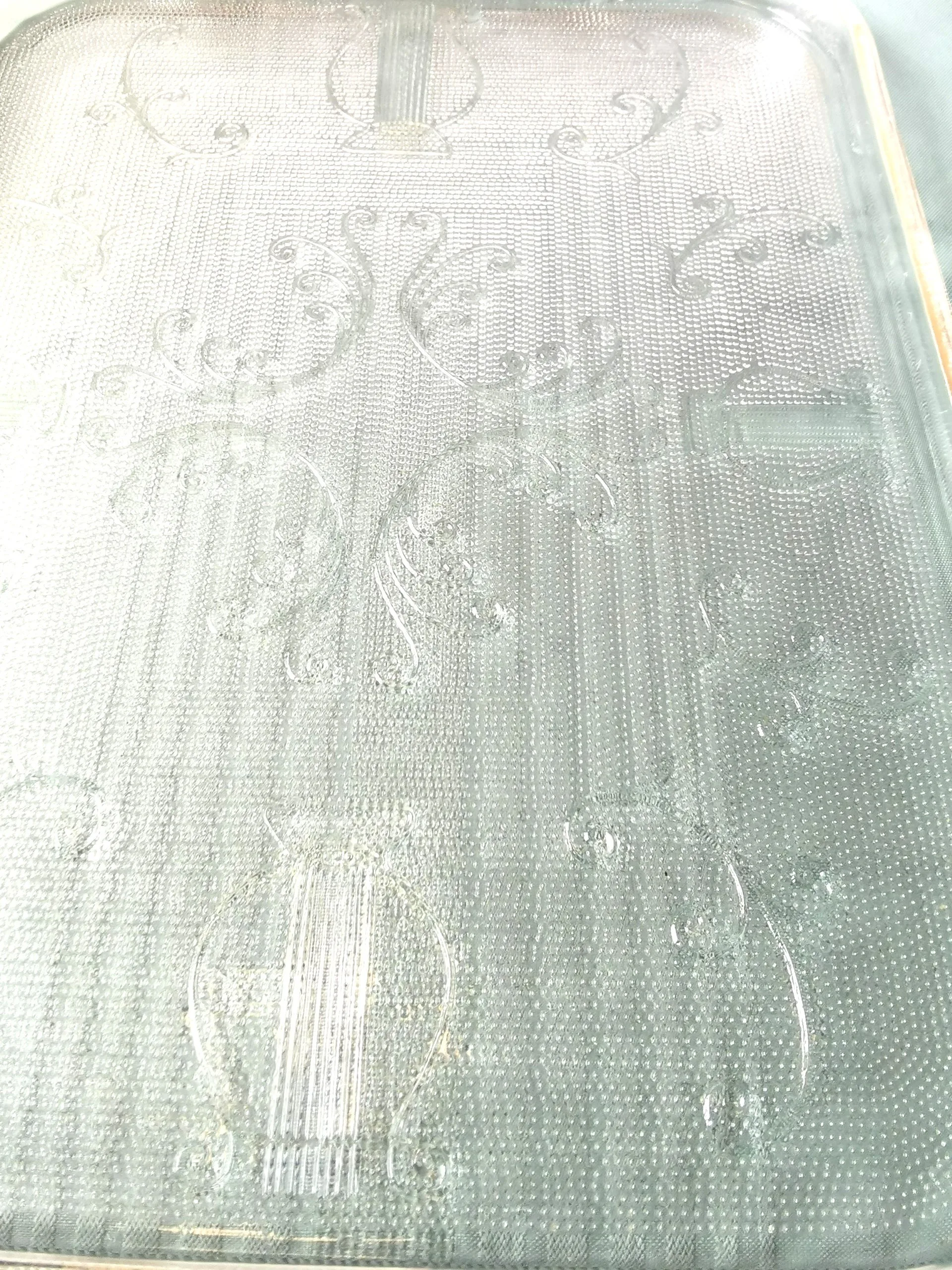 Jeannette Glass Tray Harp Texture Pressed Glass Gold Tinted Trim image indicator(7)