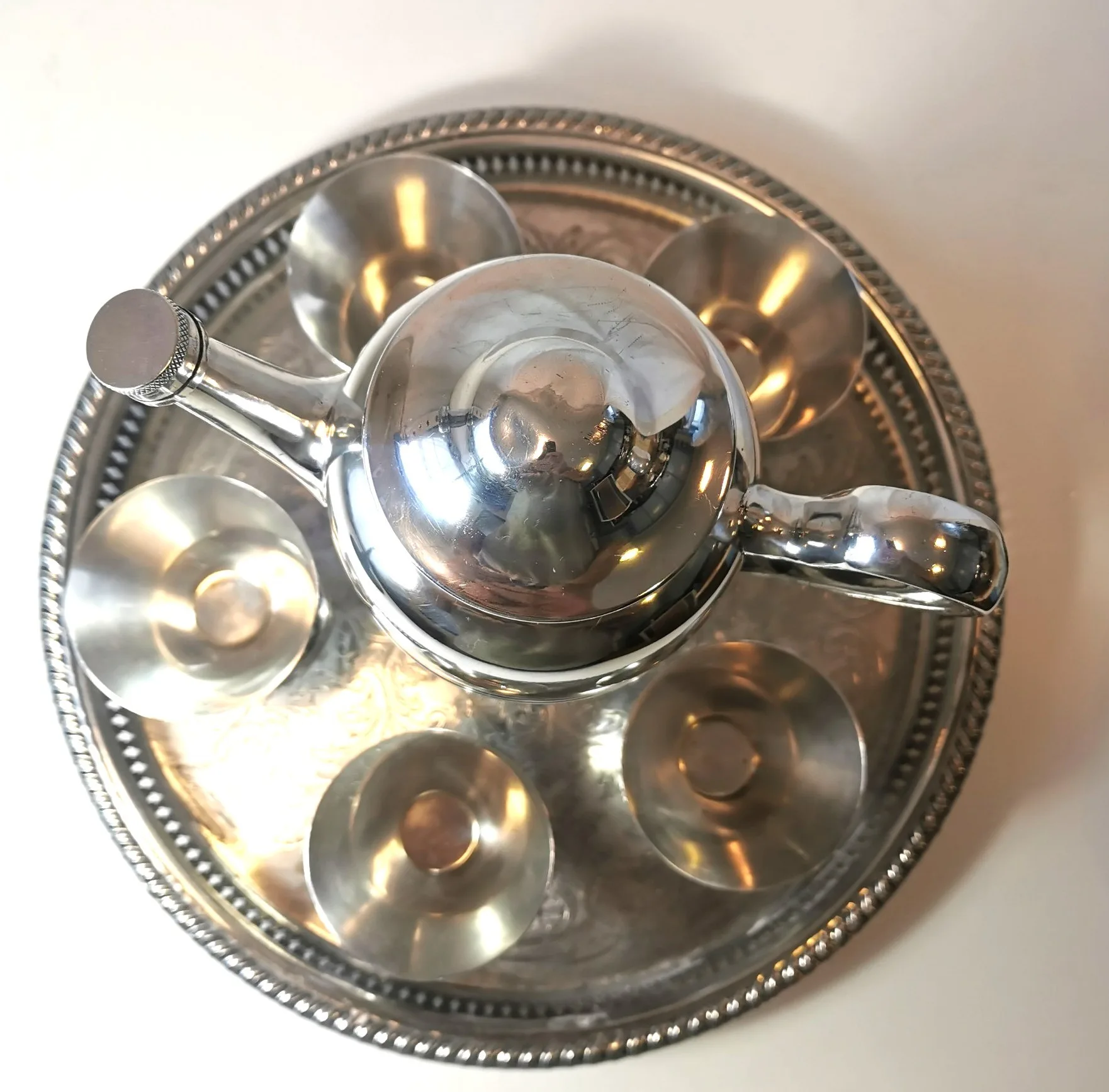 1847 Rogers Bros Wine Decanter Set of 7 Silver Plated Tray image indicator(4)