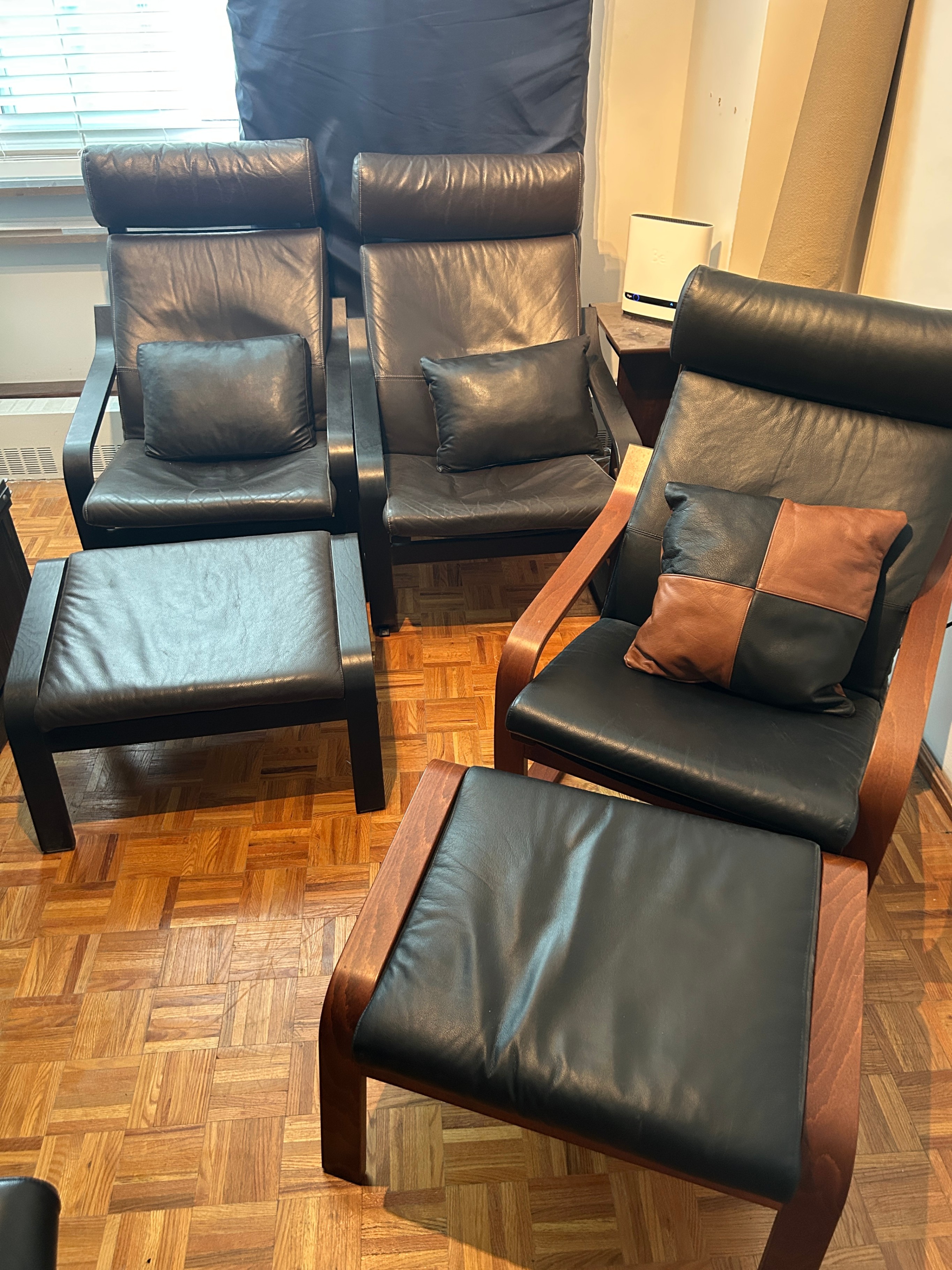3 Leather Pong chairs