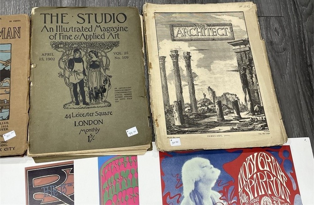 RARE Vintage Band Posters & Antique Artist Books  Lot Collection - photo 3