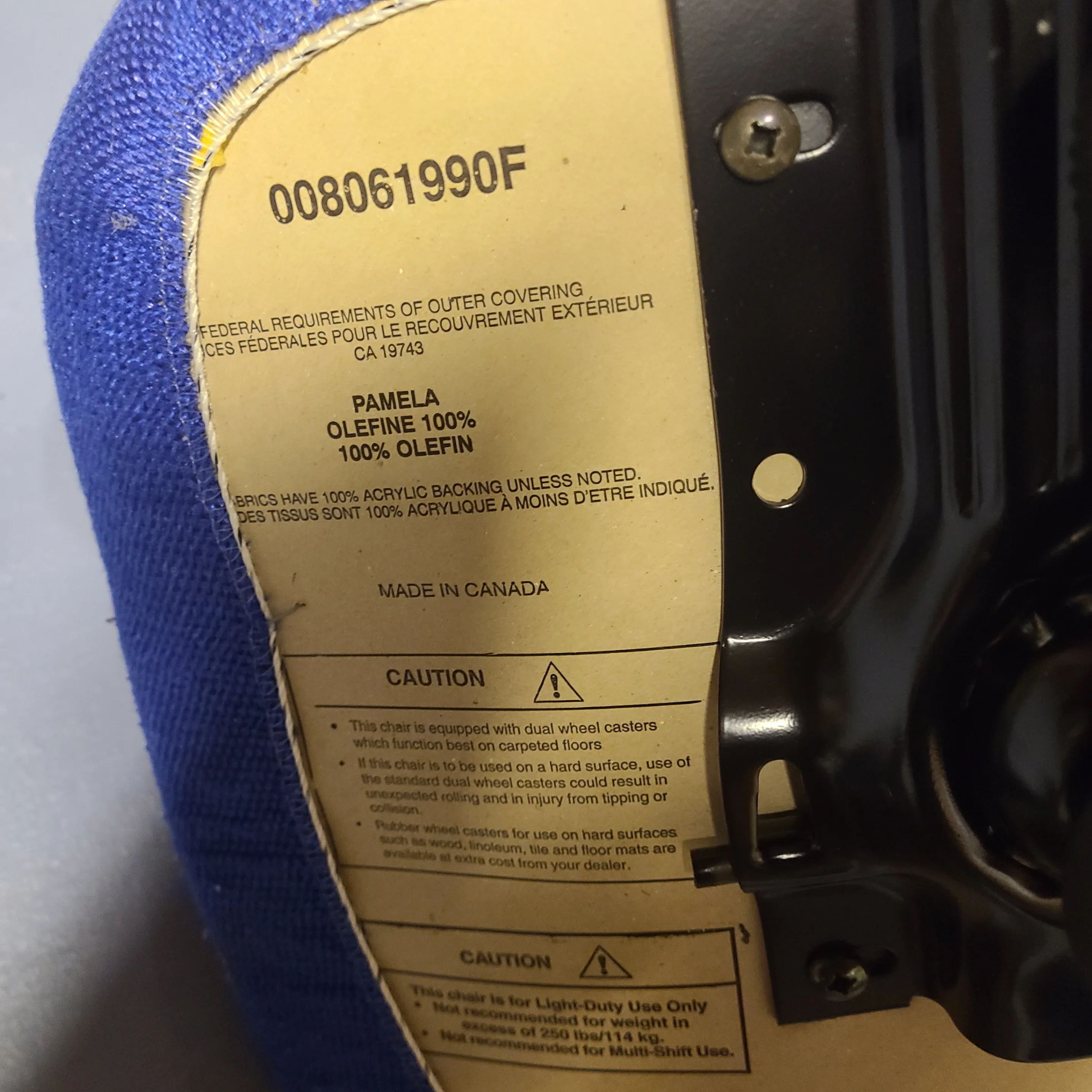 Armless Fabric Task Chair - blue image indicator(4)