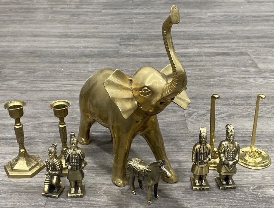 Vintage Brass Elephant, Xi’an Warriors & Horses + Candlesticks thumbnail