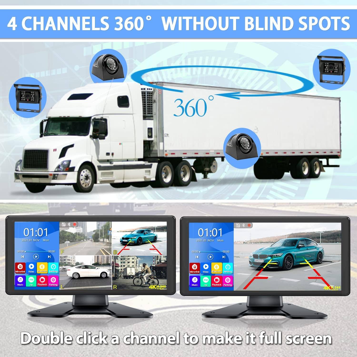 RV Backup Camera System with 10.36'' 4K Monitor - 4 HD 1080P - photo 2