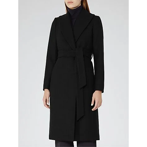 Reiss Cody Long Length Larger Lapel Coat - Black - Sz UK6/US2 image indicator(10)