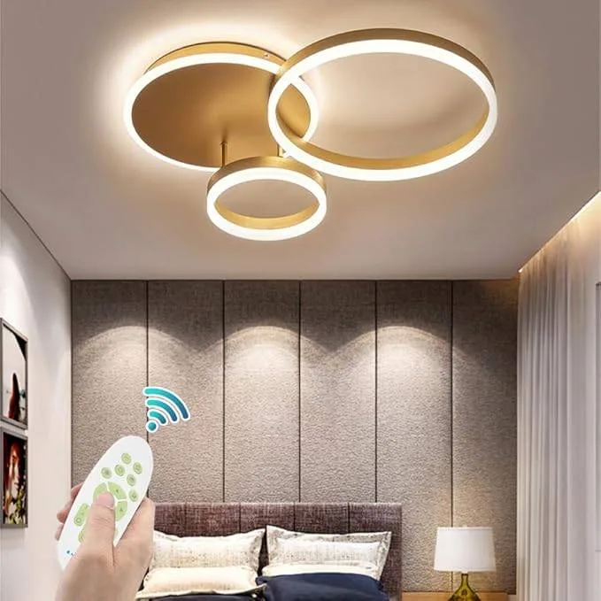 Dimmable Ceiling Light w/ Remote – Gold & Acrylic thumbnail