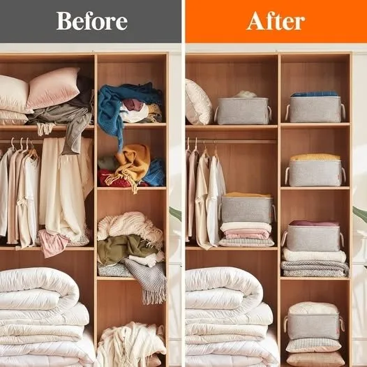 Home Organizers with Handles for Shelves, Set of 3, Grey image indicator(6)