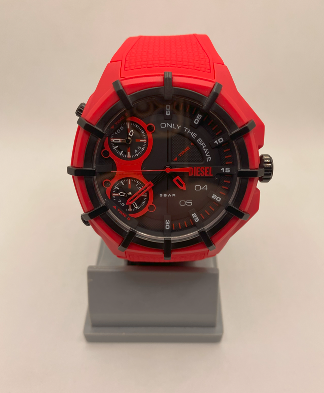 "For Trade/For Sale" Diesel Framed Three-Hand Red Silicone Watch